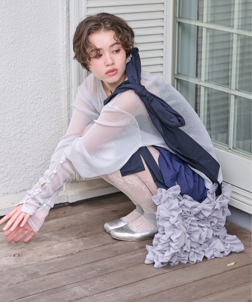 loin nuit(ロワンニュイ)の「glitter sheer long sleeve tops / グリッターシアーロングスリーブトップス(Tシャツ/カットソー・レディース・ホワイト/グレー/ラベンダー・FREE)」の12枚目の写真