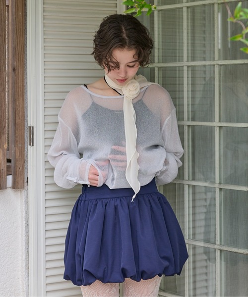 セール】glitter sheer long sleeve tops / グリッターシアー