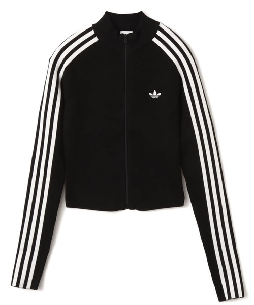 adidas(アディダス)の「adidas ADICOLOR 3 STRIPES SLIM KNIT TRACK TOP / アディダス アディカラー 3 ストライプス スリム ニット トラック トップ(ニット/セーター・レディース・ブラック・L/M/S)」の1枚目の写真