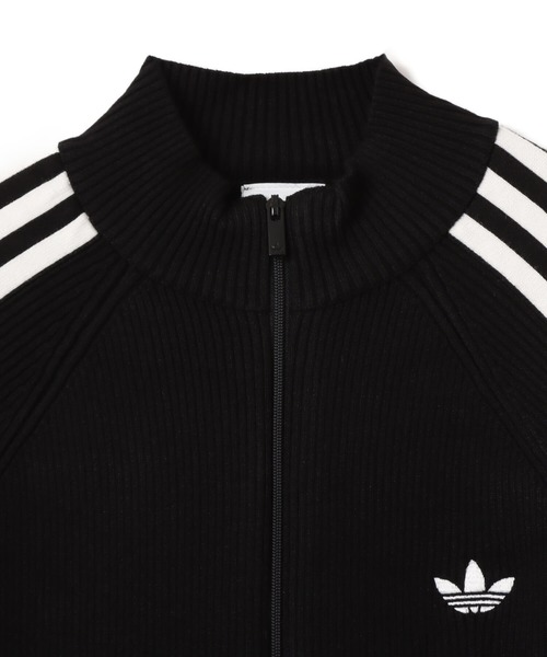 adidas(アディダス)の「adidas ADICOLOR 3 STRIPES SLIM KNIT TRACK TOP / アディダス アディカラー 3 ストライプス スリム ニット トラック トップ(ニット/セーター・レディース・ブラック・L/M/S)」の5枚目の写真