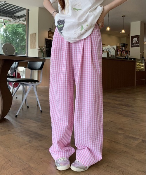 WEGO（ウィゴー）の「WEGO/ギンガムチェックワイドストレートパンツ（その他パンツ・レディース・ブラック/ピンク/ブルー・SMALL/MEDIUM）」の11枚目の写真