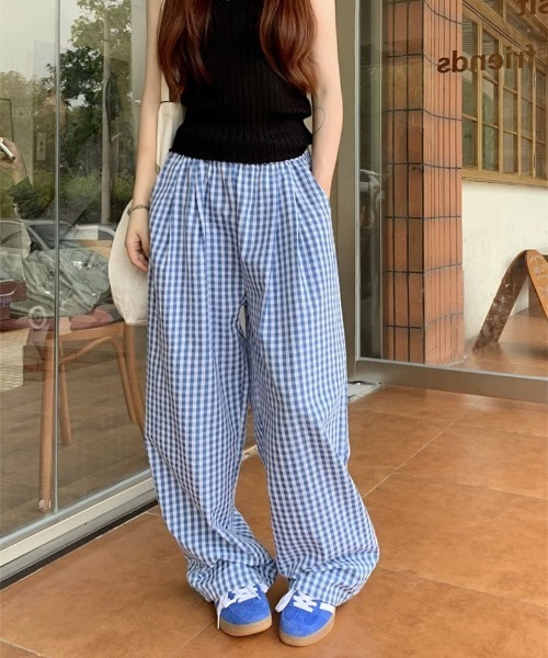 完売レアギンガムチェックストレートワイドパンツ セール】WEGO/ギンガムチェックワイドストレートパンツ（その他
