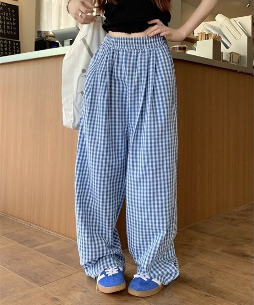 WEGO（ウィゴー）の「WEGO/ギンガムチェックワイドストレートパンツ（その他パンツ・レディース・ブラック/ピンク/ブルー・SMALL/MEDIUM）」の9枚目の写真