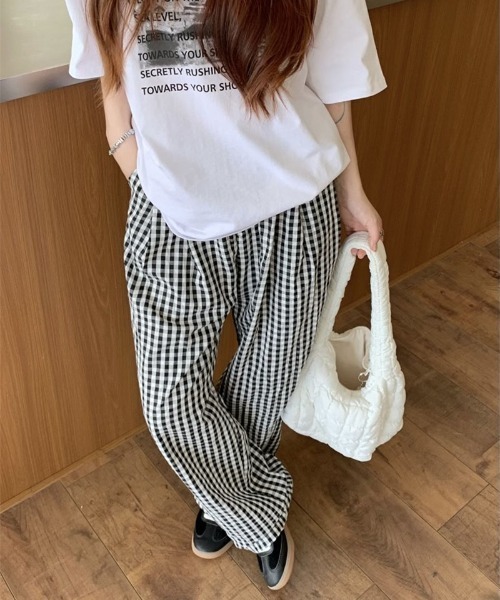 セール】WEGO/ギンガムチェックワイドストレートパンツ（その他
