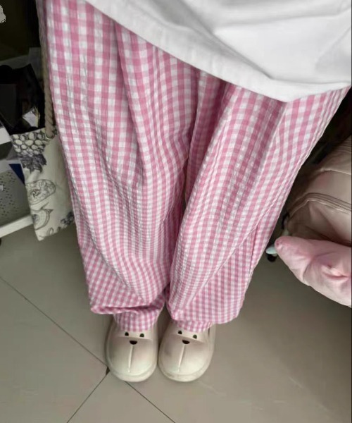 WEGO（ウィゴー）の「【お気に入り2千人突破】WEGO/26年夏ギンガムチェックワイドストレートパンツ（その他パンツ・レディース・ブラック/ピンク/ブルー・SMALL/MEDIUM）」の15枚目の写真