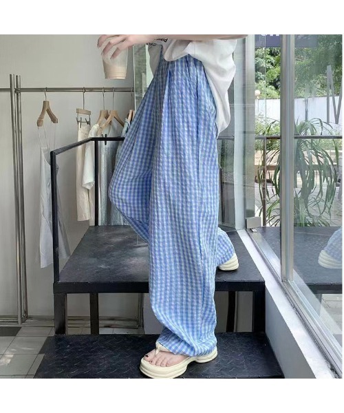 WEGO（ウィゴー）の「【お気に入り2千人突破】WEGO/26年夏ギンガムチェックワイドストレートパンツ（その他パンツ・レディース・ブラック/ピンク/ブルー・SMALL/MEDIUM）」の11枚目の写真