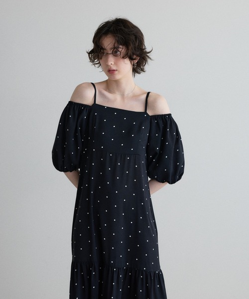 &. NOSTALGIA（アンドドットノスタルジア）の「【ZOZO限定】２WAYオフショルドットティアードワンピース（ワンピース・レディース・ブラック・M）」の15枚目の写真