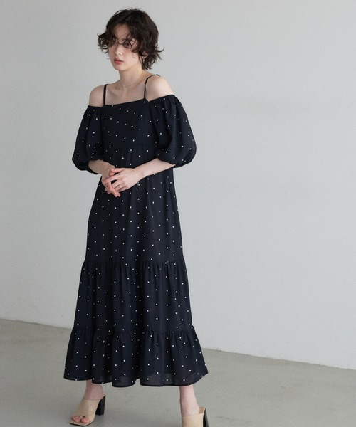 &. NOSTALGIA（アンドドットノスタルジア）の「【ZOZO限定】２WAYオフショルドットティアードワンピース（ワンピース・レディース・ブラック・M）」の16枚目の写真