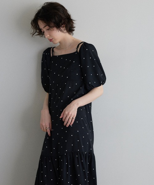 &. NOSTALGIA（アンドドットノスタルジア）の「【ZOZO限定】２WAYオフショルドットティアードワンピース（ワンピース・レディース・ブラック・M）」の9枚目の写真