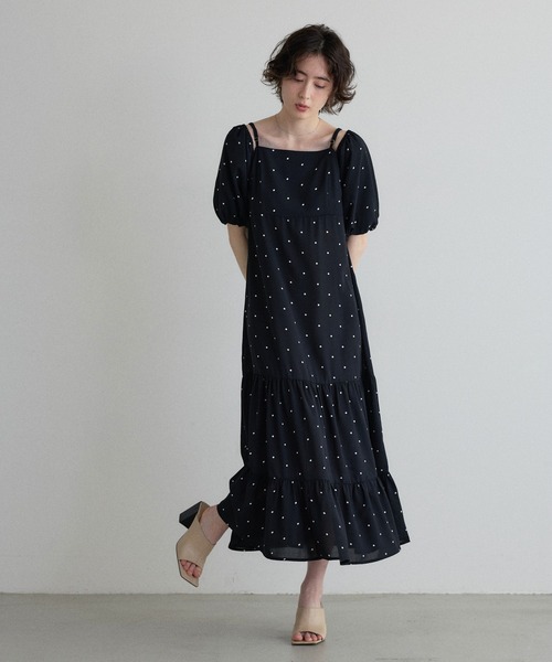 &. NOSTALGIA（アンドドットノスタルジア）の「【ZOZO限定】２WAYオフショルドットティアードワンピース（ワンピース・レディース・ブラック・M）」の18枚目の写真