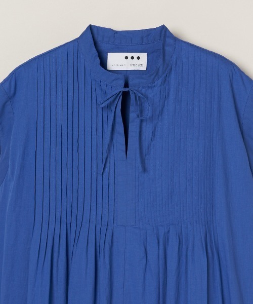three dots（スリードッツ）の「コットンローン タックドレス（ワンピース・レディース・ブラック/チャコールグレー/ロイヤルブルー・SMALL）」の6枚目の写真