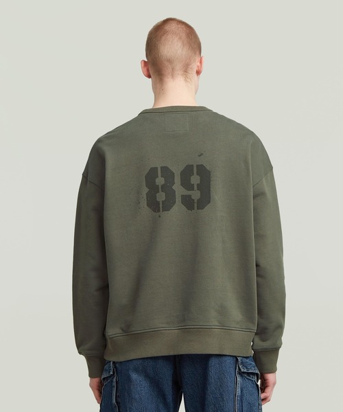 G-STAR（ジースター）の「Sprayed 89 Loose Sweater/ステンシルグラフィックロゴルーズスウェット/トレーナー（スウェット・メンズ・ブルー系その他/グレー系その他/ホワイト系その他/ダークブラック・X-SMALL/SMALL/MEDIUM/LARGE/X-LARGE）」の12枚目の写真