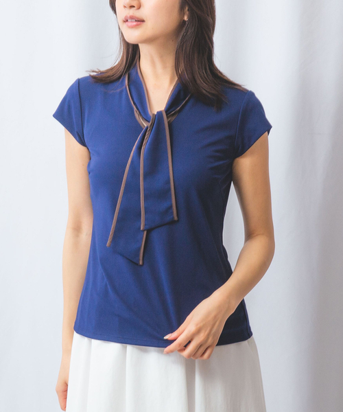 ナラカミーチェ（NARACAMICIE）/【NARACAMICIE】強撚スムースボウタイカットソー NARACAMICIE】強撚スムースボウタイカットソー（Tシャツ/カットソー