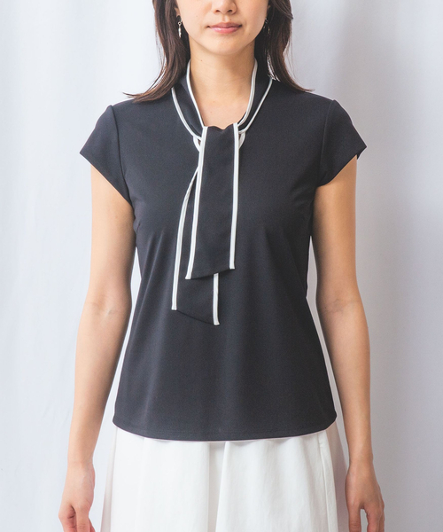 NARACAMICIE(ナラカミーチェ)の「【NARACAMICIE】強撚スムースボウタイカットソー(Tシャツ/カットソー・レディース・ホワイト/ブルー・M/XL/L)」の20枚目の写真