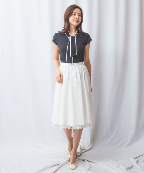 ナラカミーチェ（NARACAMICIE）/【NARACAMICIE】強撚スムースボウタイカットソー NARACAMICIE】強撚スムースボウタイカットソー（Tシャツ/カットソー