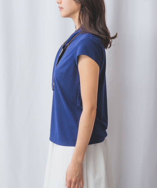 NARACAMICIE】強撚スムースボウタイカットソー（Tシャツ/カットソー