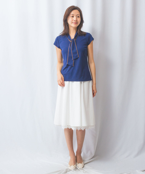 NARACAMICIE】強撚スムースボウタイカットソー（Tシャツ/カットソー