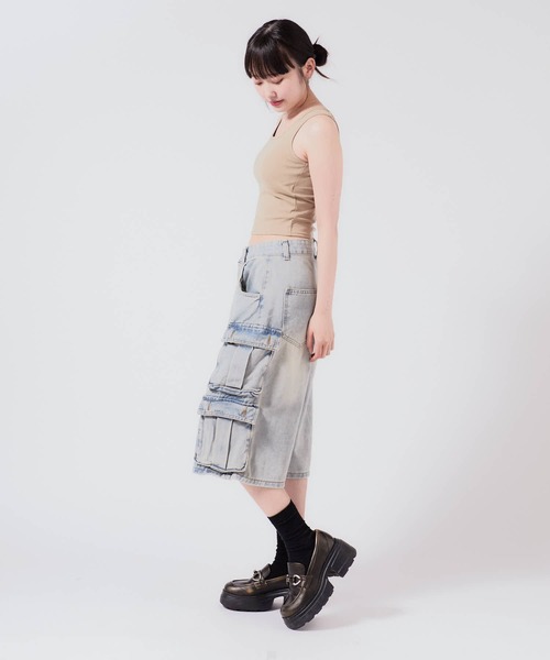 Chick(チック)の「Cargo pocket half denim pants / カーゴポケットハーフデニムパンツ(デニムパンツ・レディース・ブルー・FREE)」の8枚目の写真