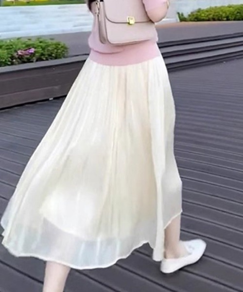SallyLunn(サリーラン)の「【ふんわり透け感】シアーギャザースカート(スカート・レディース・ブラック/アイボリー・LARGE/MEDIUM)」の4枚目の写真