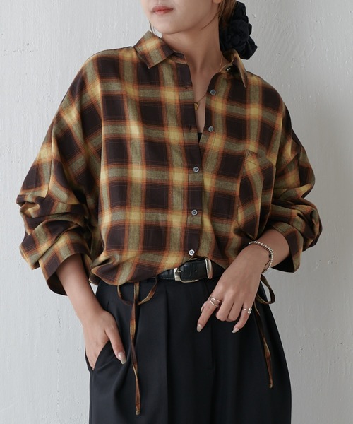 Lui's（ルイス）の「チェックドロスドシャツ（シャツ/ブラウス・レディース・ブラウン/ブラック・FREE）」の9枚目の写真