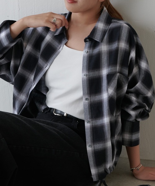 Lui's（ルイス）の「チェックドロスドシャツ（シャツ/ブラウス・レディース・ブラウン/ブラック・FREE）」の6枚目の写真