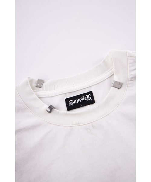 SUPPLIER（サプライヤー）の「ティーシャツ｜Disstressed Pierce Tee｜SUPPLIER（Tシャツ/カットソー・メンズ・ベージュ/ブラック・L/S/M/XL/XXL）」の9枚目の写真
