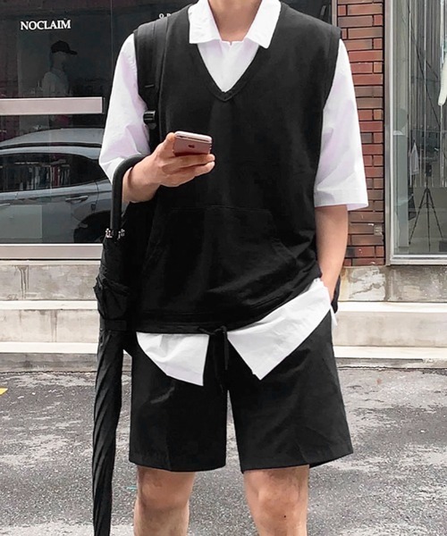 NOWLE（ノウル）の「【NOWLE】Vネック プルオーバー スウェット ベスト（ベスト・メンズ・ブラック/グレー・FREE）」の12枚目の写真