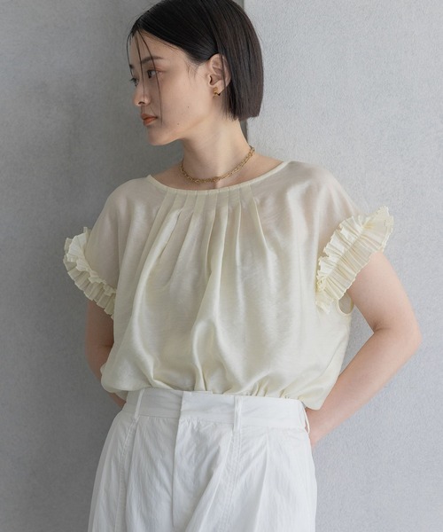 AAYUSHI フリルスリーブブラウス WEB限定・特急便】MEDE19F 〈SELECT〉AAYUSHI スリーブフリル