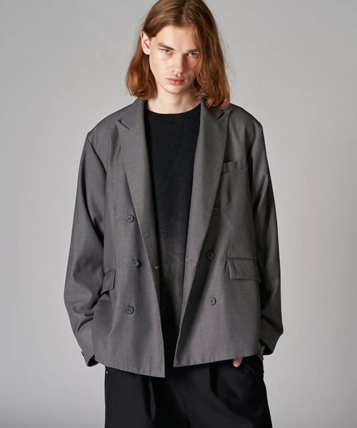 Lui's(ルイス)の「【Neucon/ニューコン】ボックスワイドショートダブルジャケット(テーラードジャケット・メンズ・グレー/ブラック・2/1)」の3枚目の写真