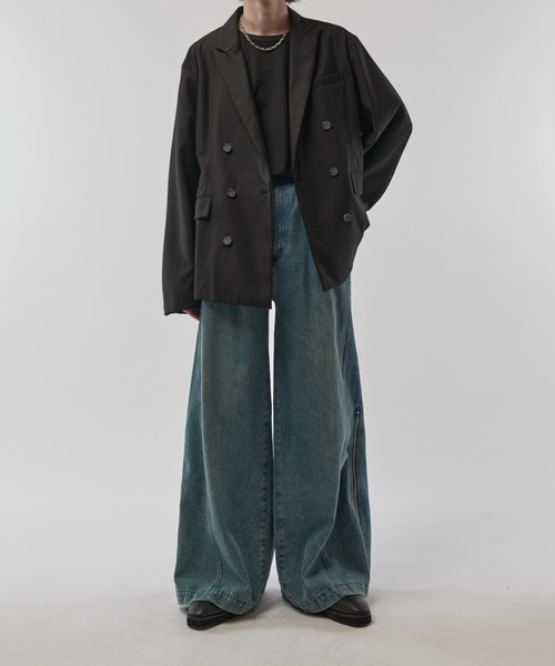 Lui's(ルイス)の「【Neucon/ニューコン】ボックスワイドショートダブルジャケット(テーラードジャケット・メンズ・グレー/ブラック・2/1)」の21枚目の写真