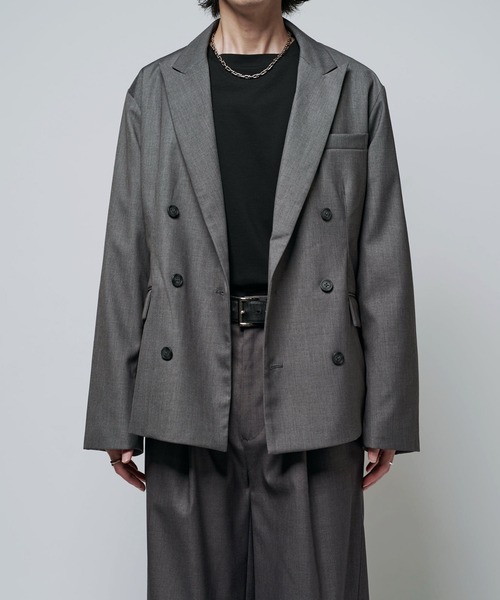 Neucon / ボックスワイドショートダブルジャケット/1/ポリエステル/GRY/LUZ5052307A0006 Neucon/ニューコン】ボックスワイドショートダブルジャケット