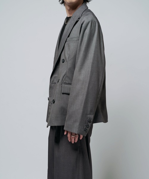Lui's(ルイス)の「【Neucon/ニューコン】ボックスワイドショートダブルジャケット(テーラードジャケット・メンズ・グレー/ブラック・2/1)」の8枚目の写真