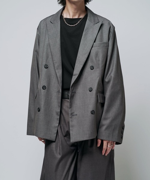 Lui's(ルイス)の「【Neucon/ニューコン】ボックスワイドショートダブルジャケット(テーラードジャケット・メンズ・グレー/ブラック・2/1)」の10枚目の写真