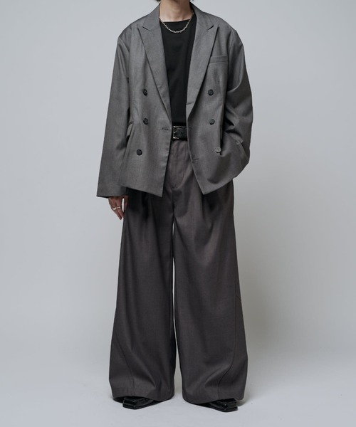 Lui's(ルイス)の「【Neucon/ニューコン】ボックスワイドショートダブルジャケット(テーラードジャケット・メンズ・グレー/ブラック・2/1)」の6枚目の写真