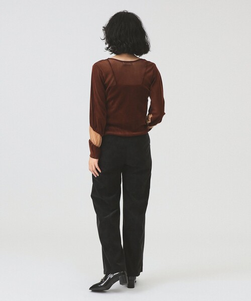 Ray BEAMS（レイビームス）の「RBS / ベロア ライン ギャザー Tシャツ（Tシャツ/カットソー・レディース・ブラック/ダークブラウン・ONE SIZE）」の5枚目の写真