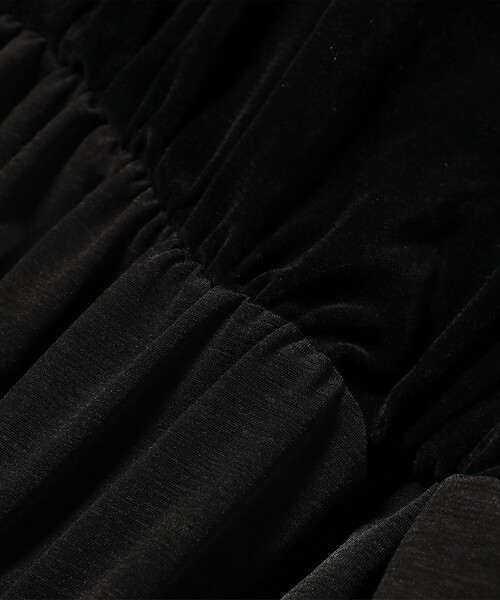Ray BEAMS（レイビームス）の「RBS / ベロア ライン ギャザー Tシャツ（Tシャツ/カットソー・レディース・ブラック/ダークブラウン・ONE SIZE）」の11枚目の写真