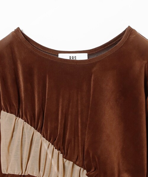 Ray BEAMS（レイビームス）の「RBS / ベロア ライン ギャザー Tシャツ（Tシャツ/カットソー・レディース・ブラック/ダークブラウン・ONE SIZE）」の13枚目の写真