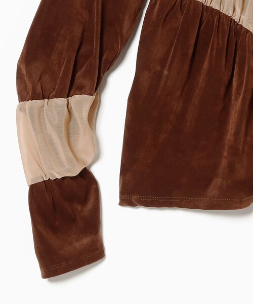 Ray BEAMS（レイビームス）の「RBS / ベロア ライン ギャザー Tシャツ（Tシャツ/カットソー・レディース・ブラック/ダークブラウン・ONE SIZE）」の14枚目の写真