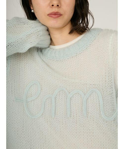 emmi（エミ）の「emmiロゴモヘアニットトップス（ニット/セーター・レディース・ライトグレー/レッド/ライトブルー/オフホワイト・F）」の9枚目の写真