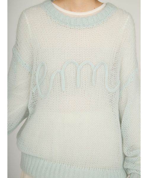 emmi（エミ）の「emmiロゴモヘアニットトップス（ニット/セーター・レディース・ライトグレー/レッド/ライトブルー/オフホワイト・F）」の10枚目の写真