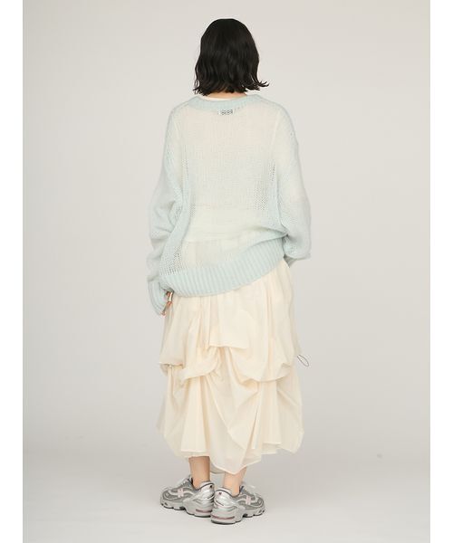 emmi（エミ）の「emmiロゴモヘアニットトップス（ニット/セーター・レディース・ライトグレー/レッド/ライトブルー/オフホワイト・F）」の14枚目の写真