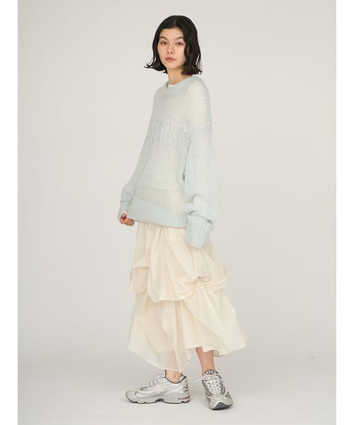 emmi（エミ）の「emmiロゴモヘアニットトップス（ニット/セーター・レディース・ライトグレー/レッド/ライトブルー/オフホワイト・F）」の15枚目の写真