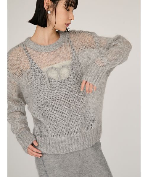 emmi（エミ）の「emmiロゴモヘアニットトップス（ニット/セーター・レディース・ライトグレー/レッド/ライトブルー/オフホワイト・F）」の16枚目の写真