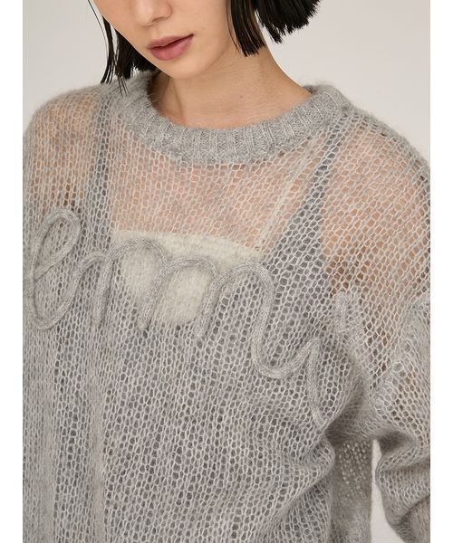 emmi（エミ）の「emmiロゴモヘアニットトップス（ニット/セーター・レディース・ライトグレー/レッド/ライトブルー/オフホワイト・F）」の18枚目の写真