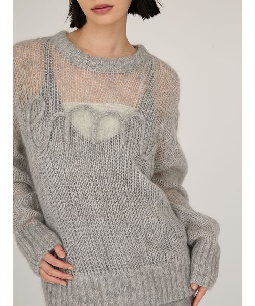 emmi（エミ）の「emmiロゴモヘアニットトップス（ニット/セーター・レディース・ライトグレー/レッド/ライトブルー/オフホワイト・F）」の22枚目の写真