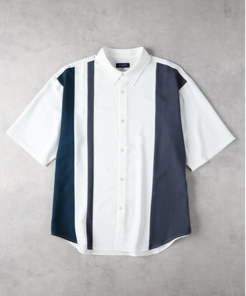 BACK NUMBER(バックナンバー)の「【BACK NUMBER】「吸水速乾」ドライポリ縦切替半袖シャツ(シャツ/ブラウス・メンズ・グレー/ホワイト・L/XL/M)」の7枚目の写真