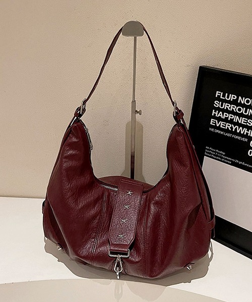 florist（フローリスト）の「2WAY スタッズベルトY2Kアイレットショルダーバッグ/トートバッグ（トートバッグ・レディース・ブルーグレー/チョコ/ブラック/キャメル/ワインレッド/ベージュ・FREE）」の17枚目の写真