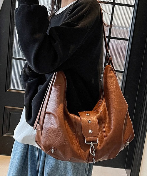 florist（フローリスト）の「2WAY スタッズベルトY2Kアイレットショルダーバッグ/トートバッグ（トートバッグ・レディース・ブルーグレー/チョコ/ブラック/キャメル/ワインレッド/ベージュ・FREE）」の19枚目の写真