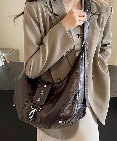 florist（フローリスト）の「2WAY スタッズベルトY2Kアイレットショルダーバッグ/トートバッグ（トートバッグ・レディース・ブルーグレー/チョコ/ブラック/キャメル/ワインレッド/ベージュ・FREE）」の14枚目の写真