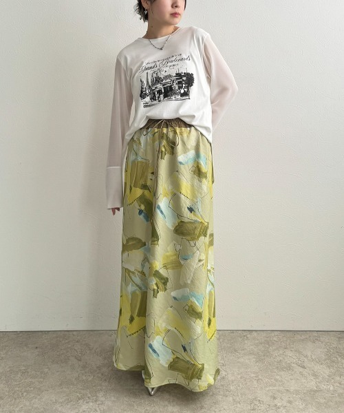 LHELBIE（レルビエ）の「ラフペイントスカート（スカート・レディース・ブラック/グレイッシュベージュ/イエロー・M）」の13枚目の写真